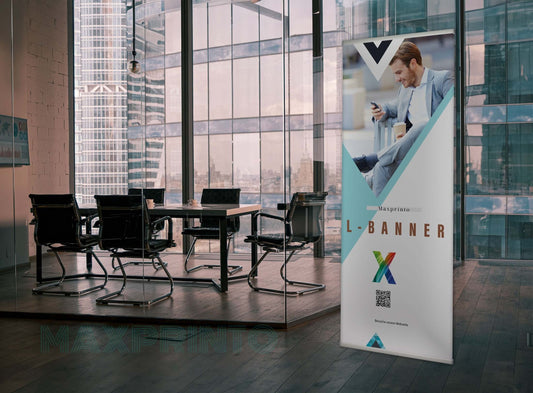 L-Banner - Freistehendes Banner mit Ständer MAXPRINTO