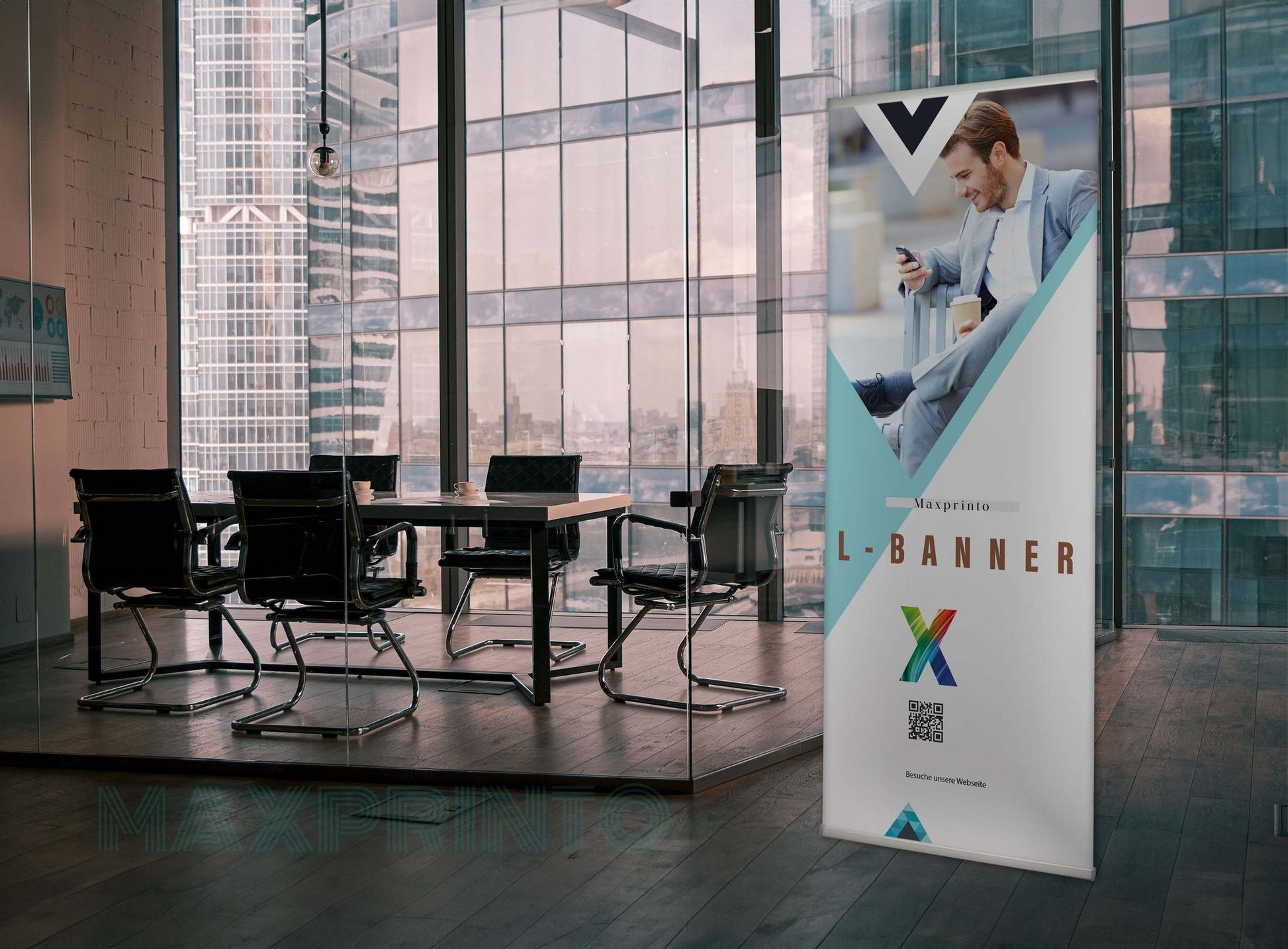 L-Banner - Freistehendes Banner mit Ständer MAXPRINTO