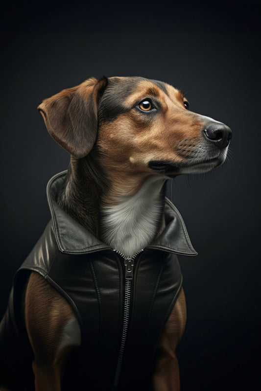 Hund Bodo - Der Charme eines treuen Begleiters in stilvollem Design auf Alu-Dibond