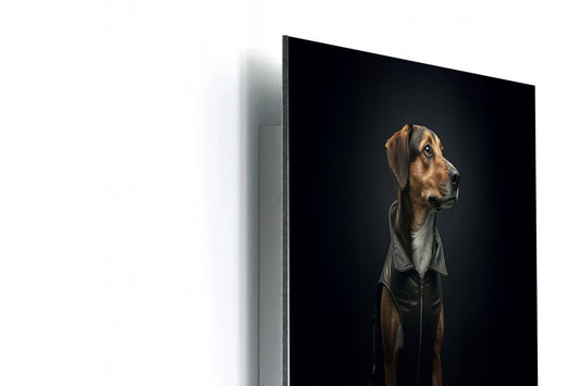 Hund Bodo - Der Charme eines treuen Begleiters in stilvollem Design auf Alu-Dibond